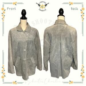 Atelier by B. Thomas Leather Jacket Womens Size M Lined Super Soft Button Front